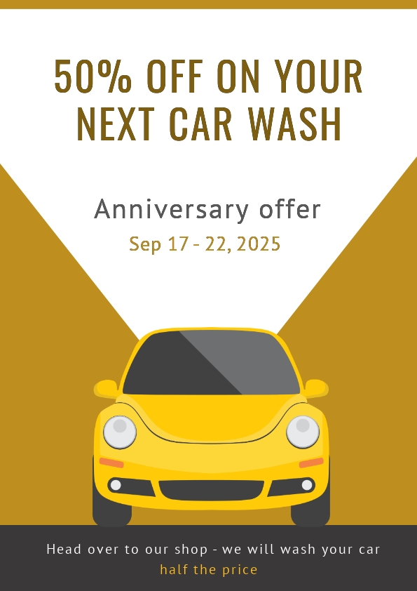 car wash flyer with negative space