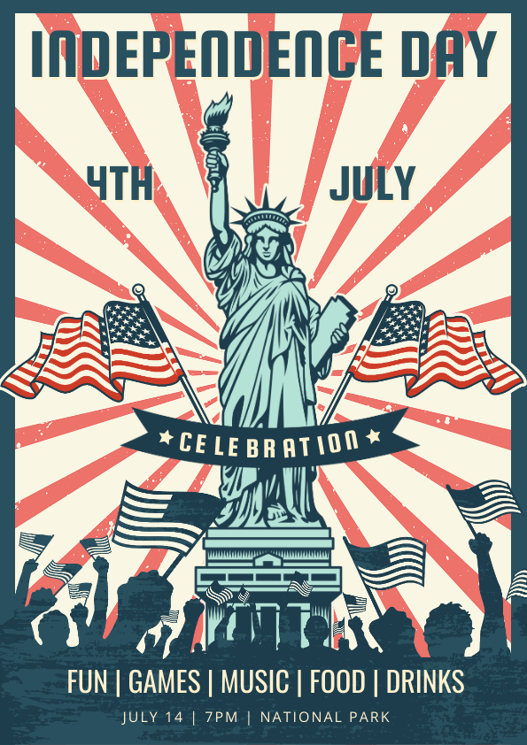 4th of july poster in vintage style