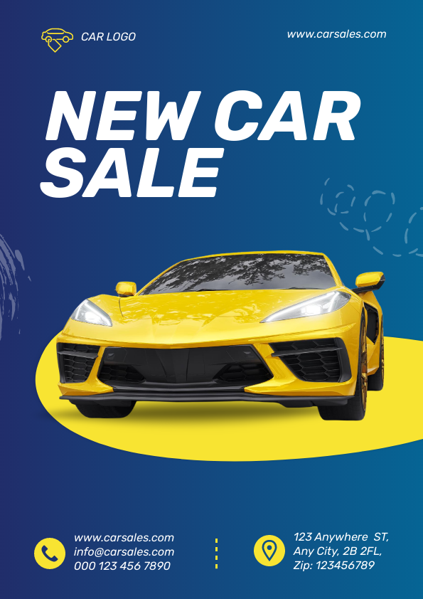 car sales poster with gradient hues