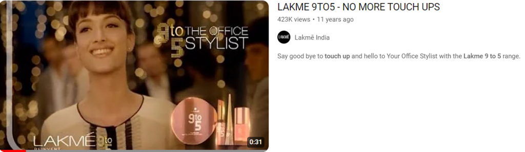 Lakme 9 to 5- stick approach in ads example