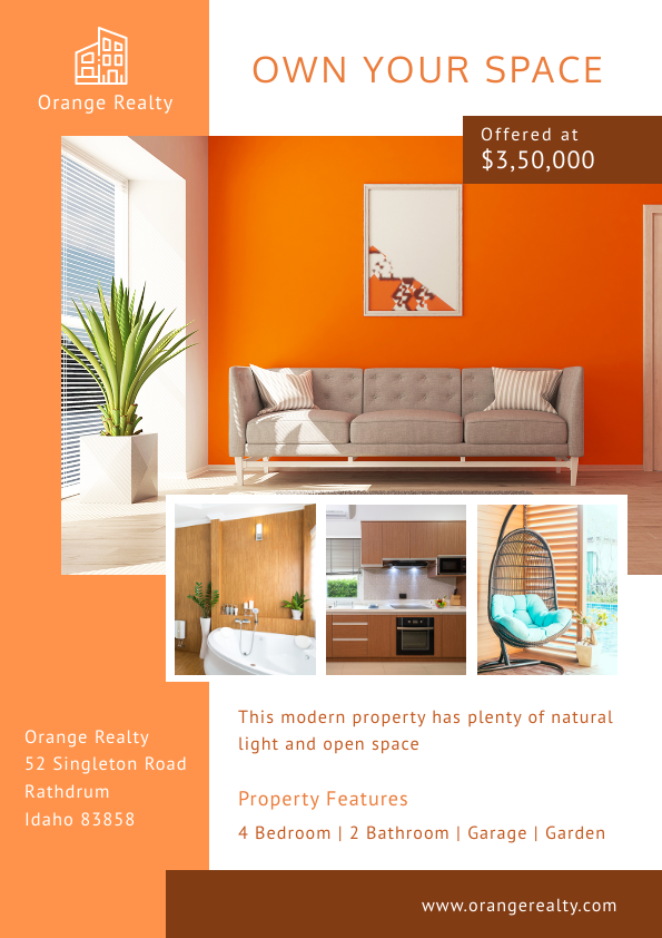 Real estate flyer in print visual advertising