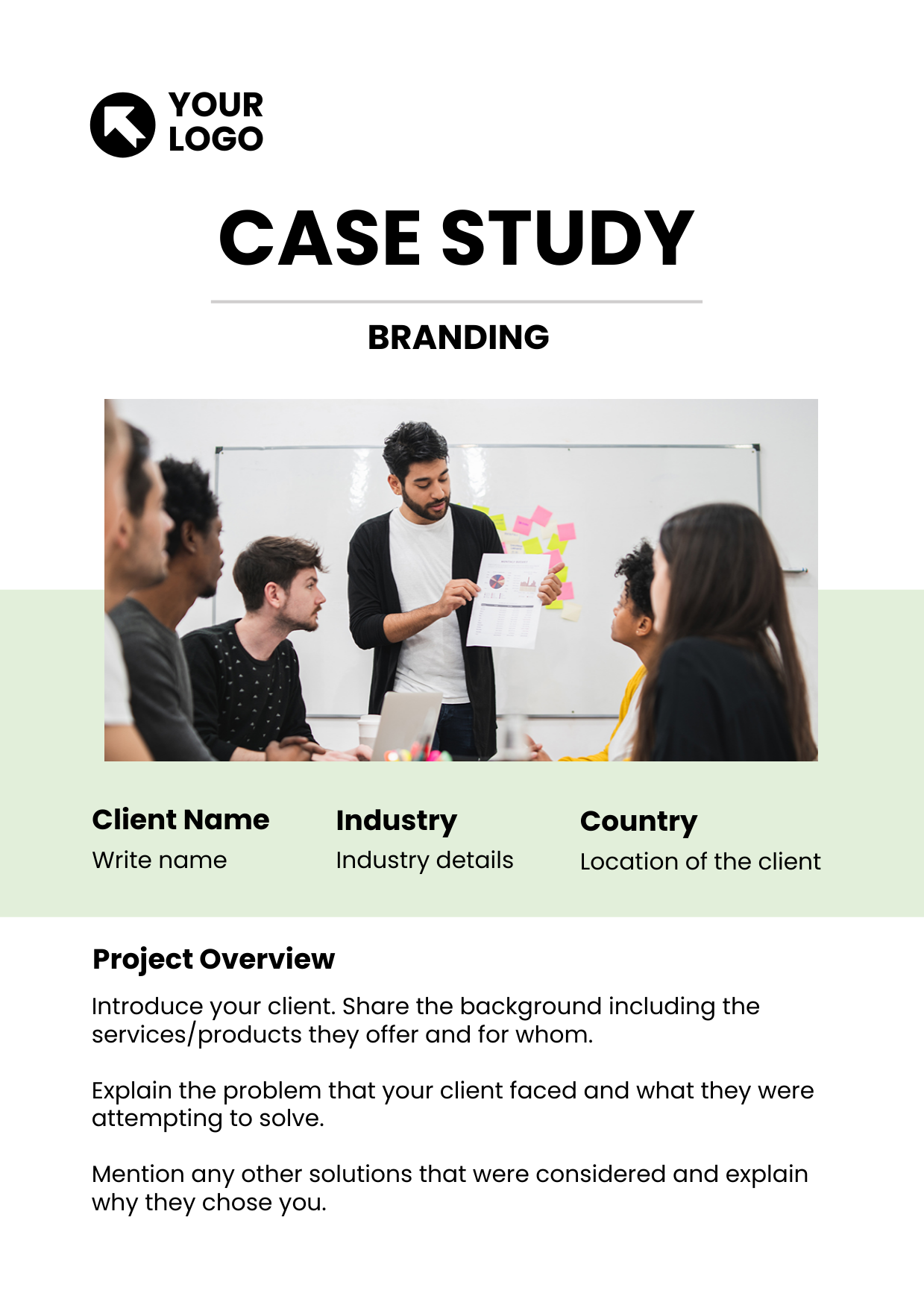 Branding Case Study template for Marketing