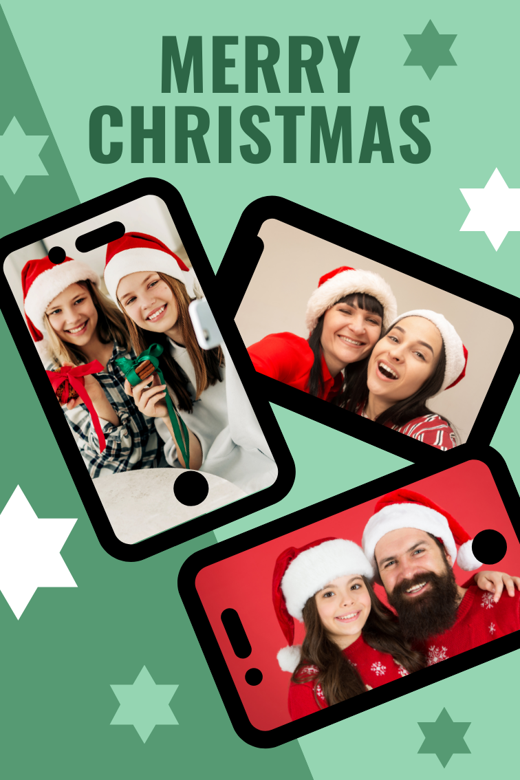 Christmas collage with mobile frames