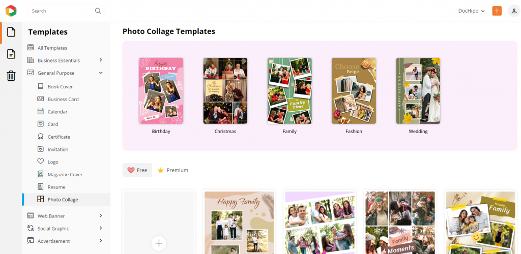 DocHipo Photo Collage Templates Categories