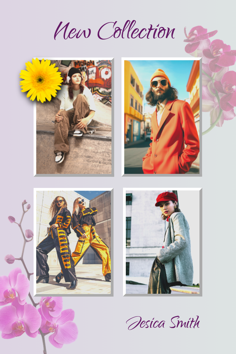 Fashion collage ideas with cute petals and pictures