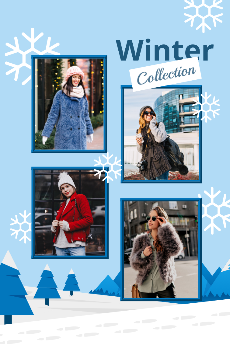 Fashion collection collage with winter aesthetics