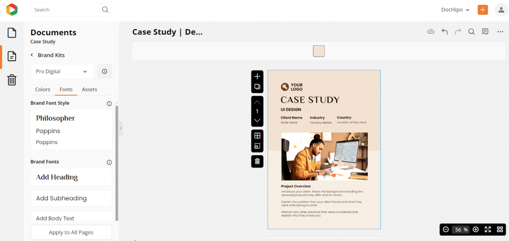 Font and typography change in DocHipo brand kit