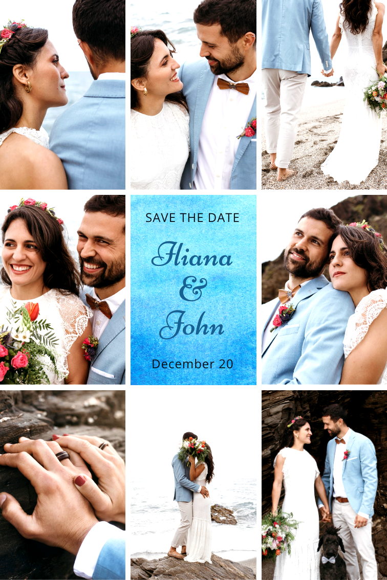 Grid photo collage for wedding