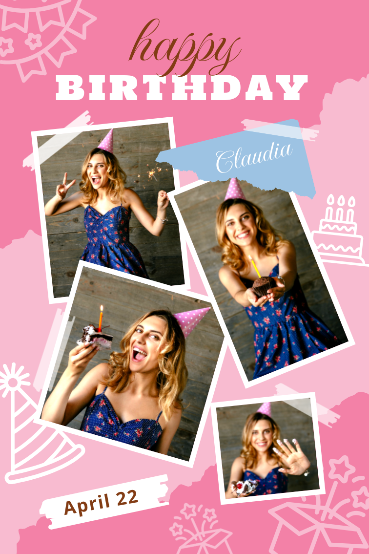 Pink Splashes for Birthday Photo Collage