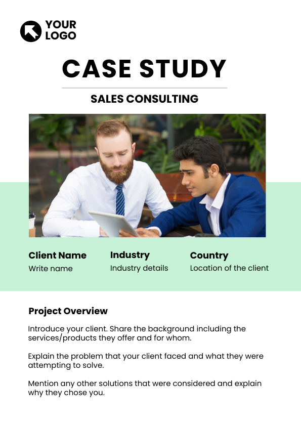 Sales consulting case study with clear and concise information