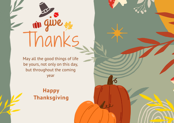 Thanksgiving Card- color and contrast example for visual hierarchy in design