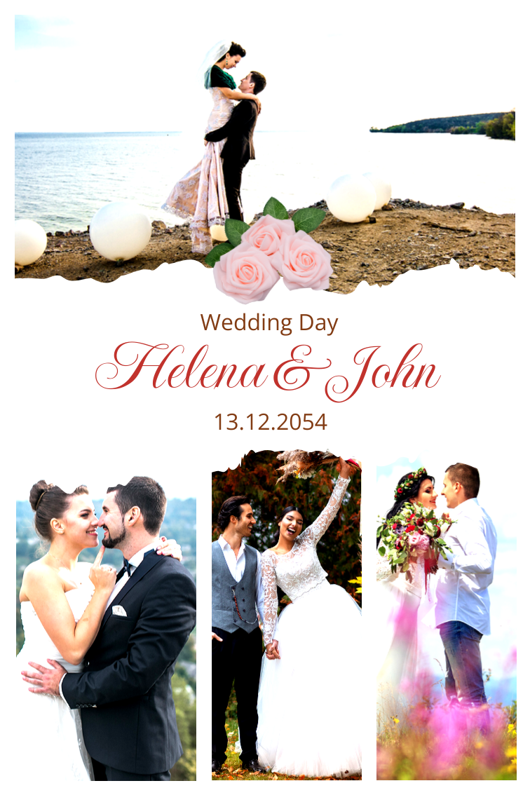 Wedding collage with white elegence