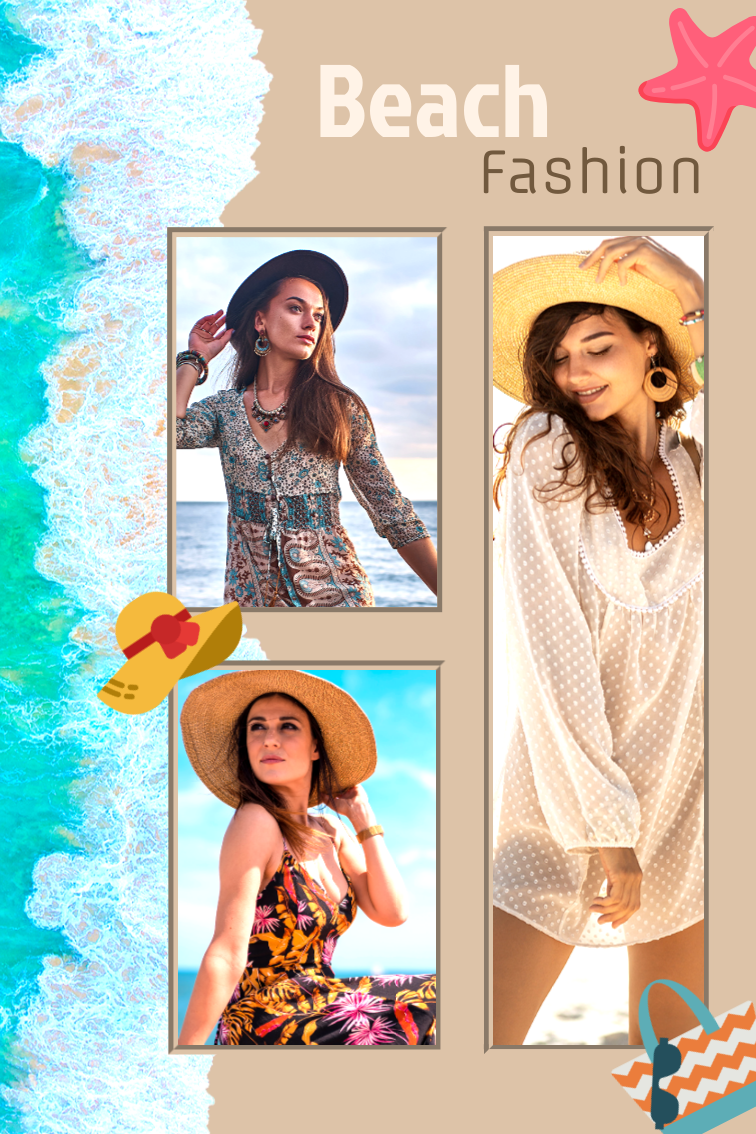 fashion collage in beach aesthetics