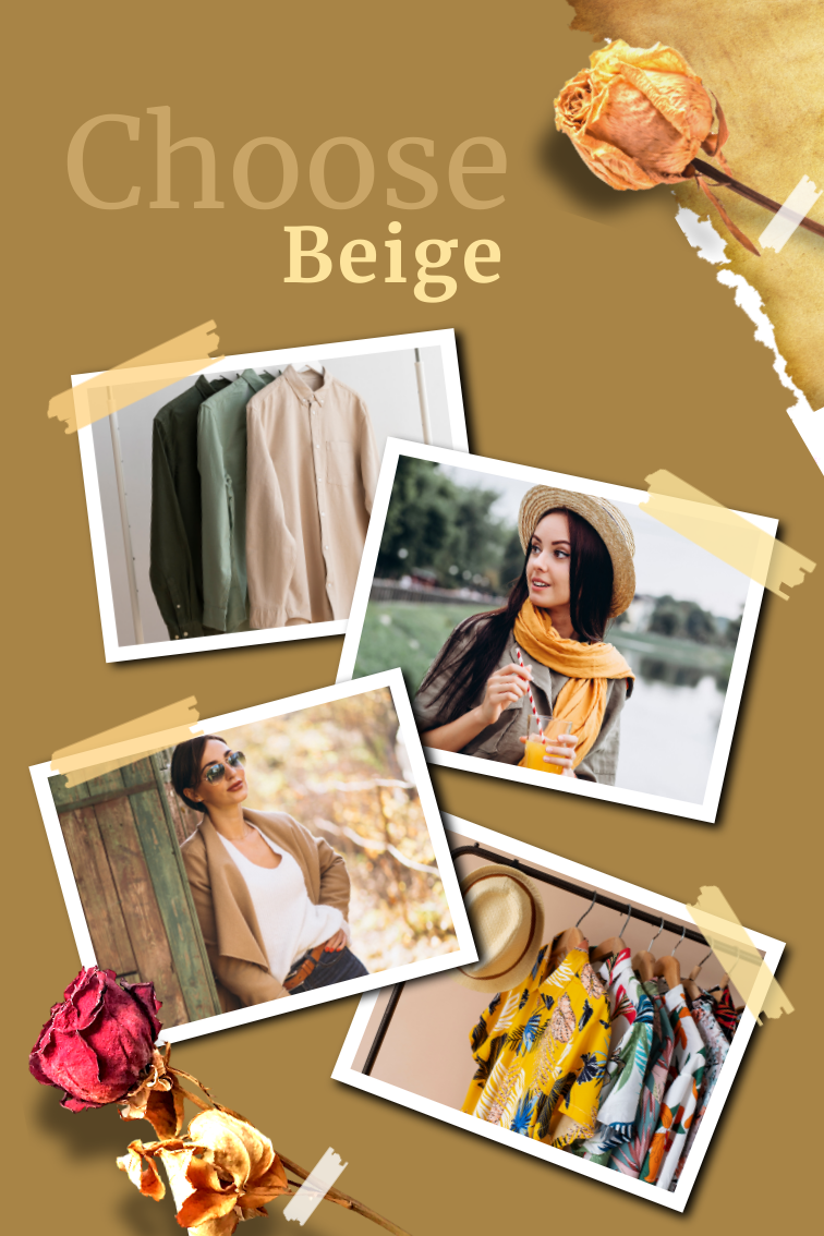 fashion collage in beige color