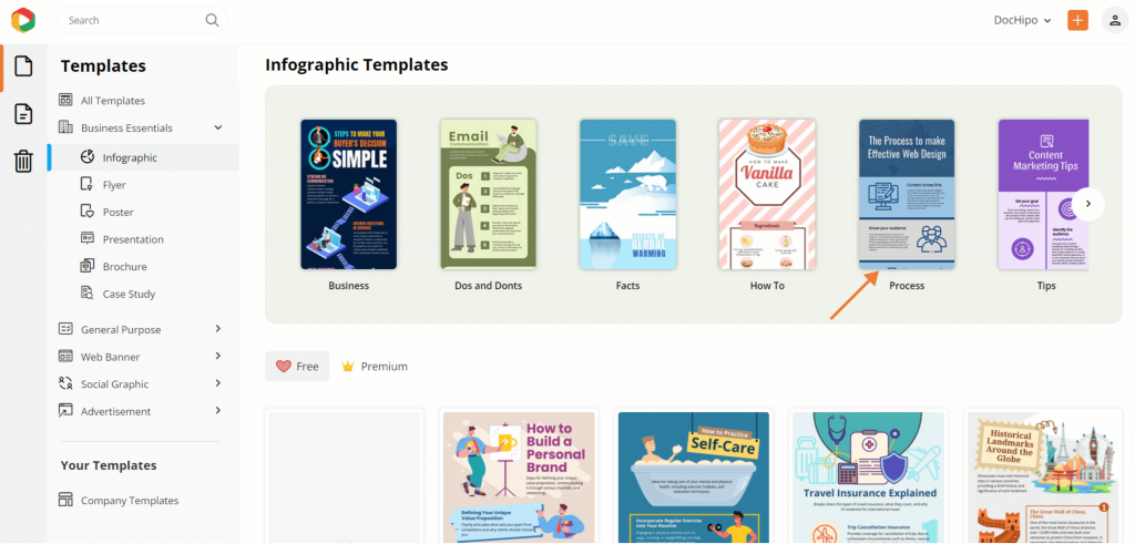 Infographics Templates Library in DocHipo