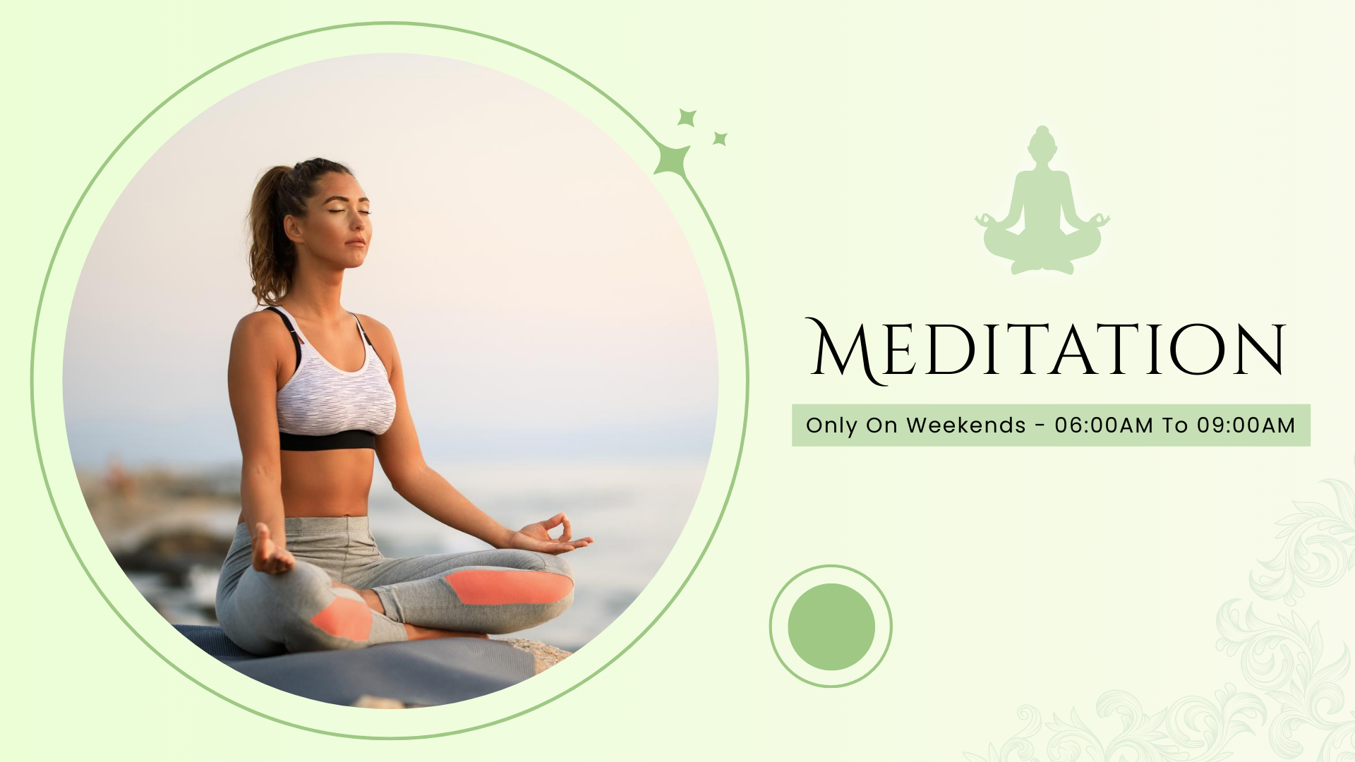 Sports background- fitness and meditation with circular frame