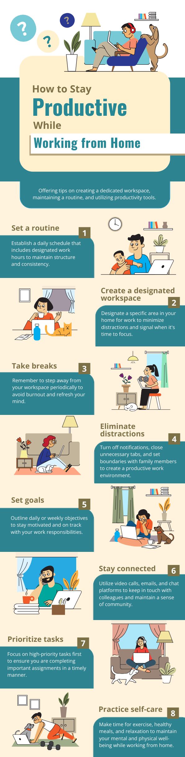 How to Stay Productive While Working from Home- Infographics