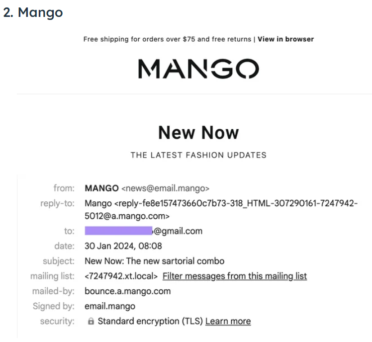 Mango's branded font for emails