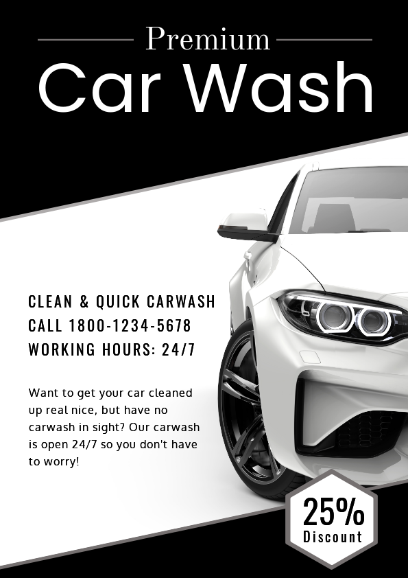 Always Open Car Wash Business Flyer Template