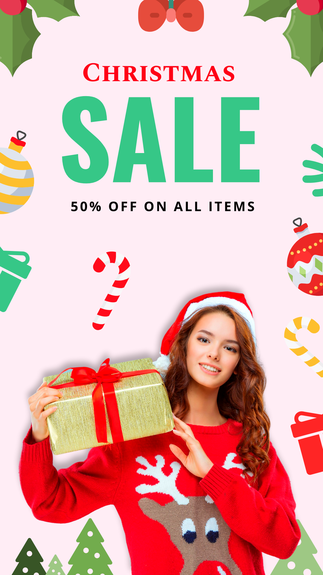 Christmas Sale Template for IG with stickers