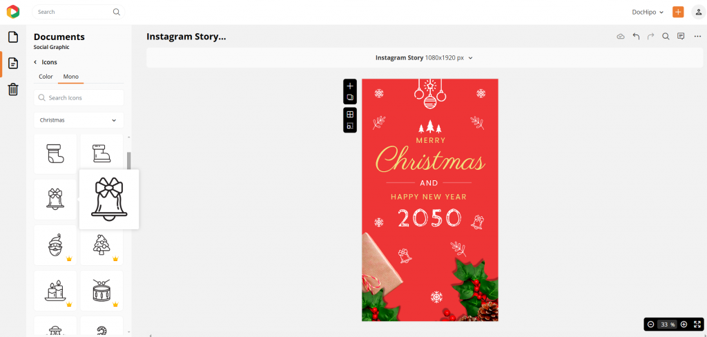 Christmas icons in DocHipo for Xmas IG story