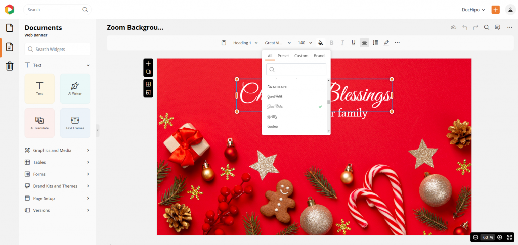 Present Christmas Fonts in DocHipo