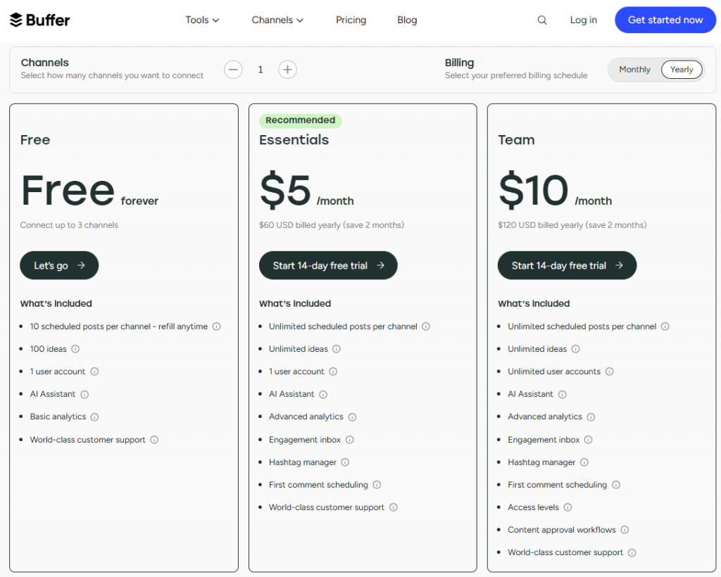 Buffer pricing