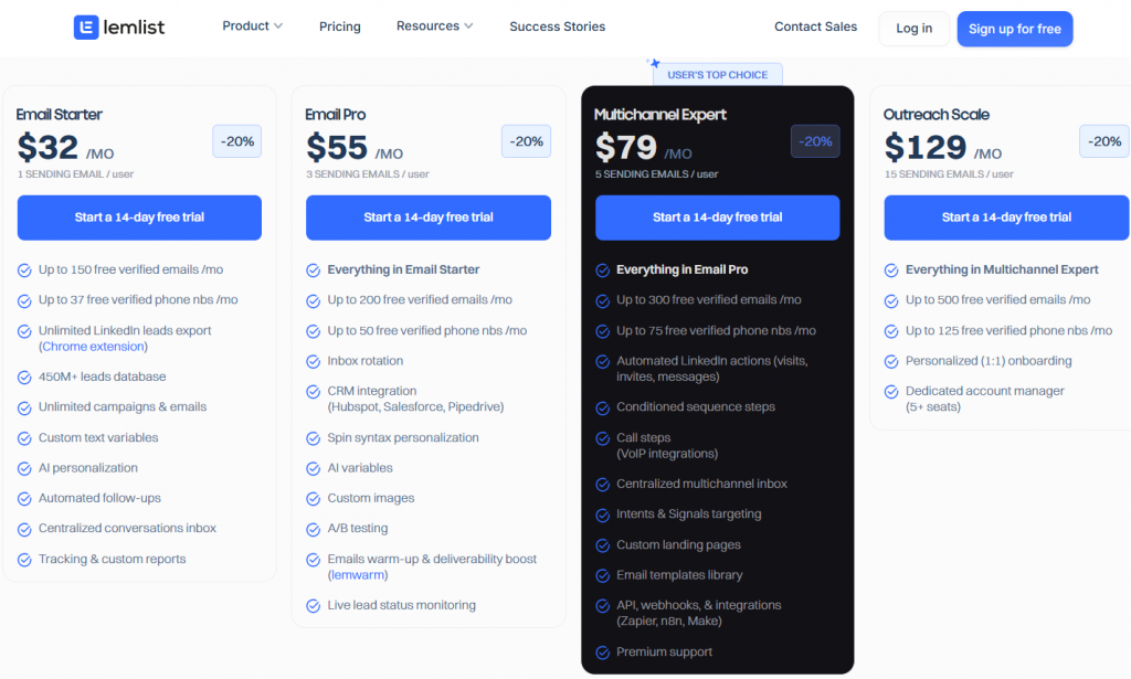 Lemlist pricing