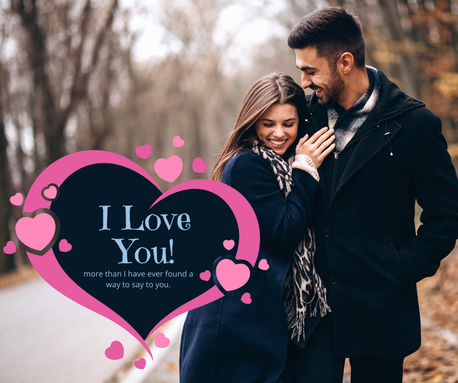 Facebook post with Valentine's Day heart text frame