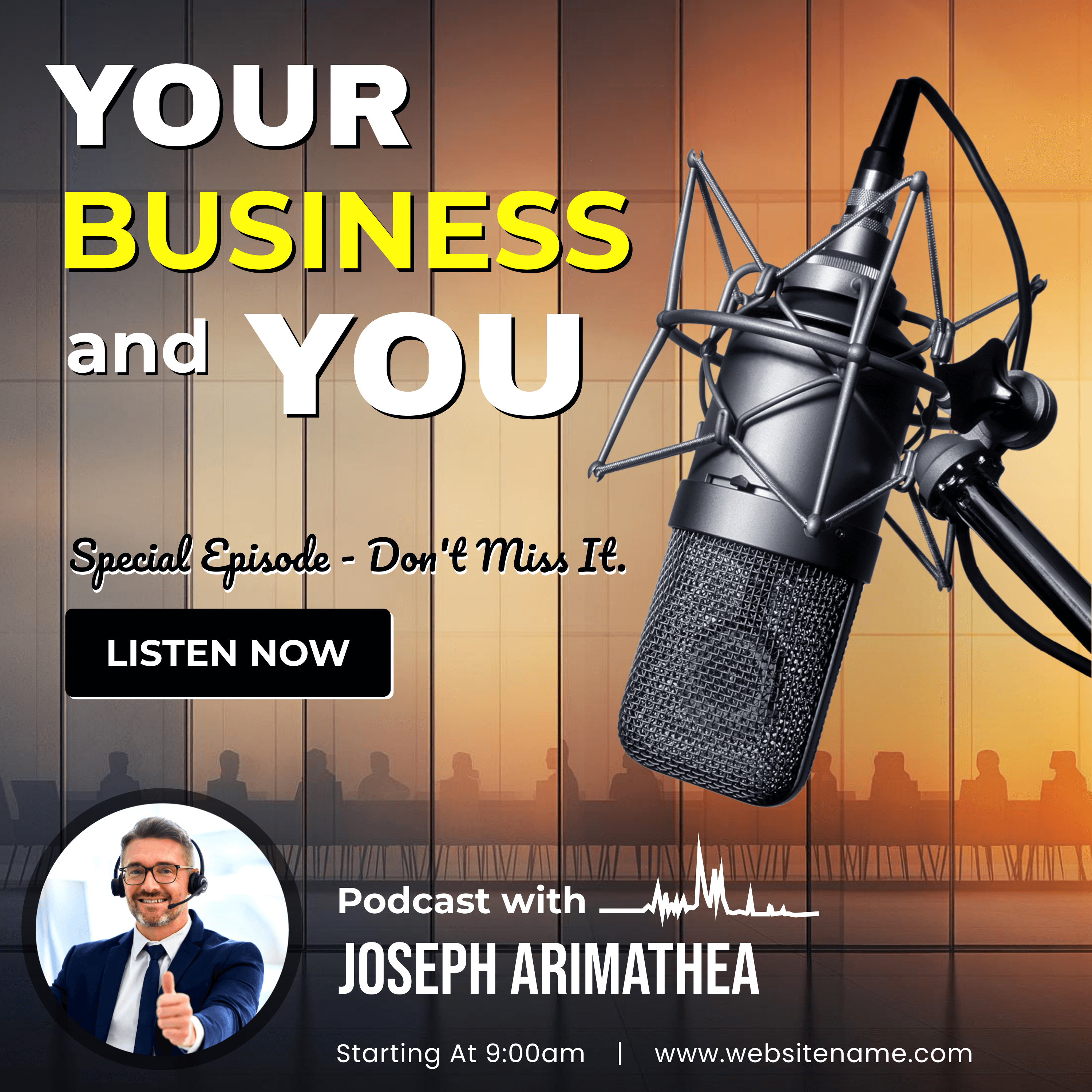 Business podcast cover with cinematic look