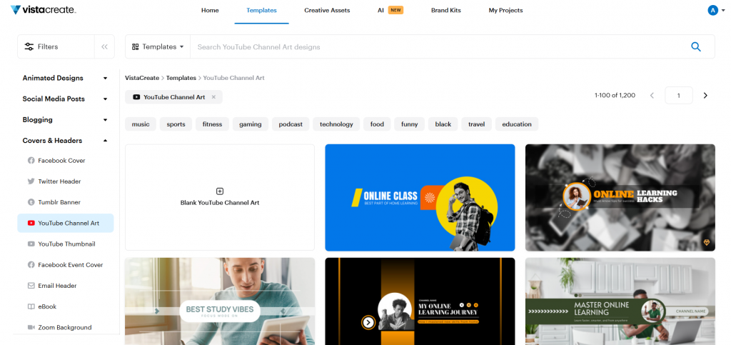 VistaCreate YT cover art template library